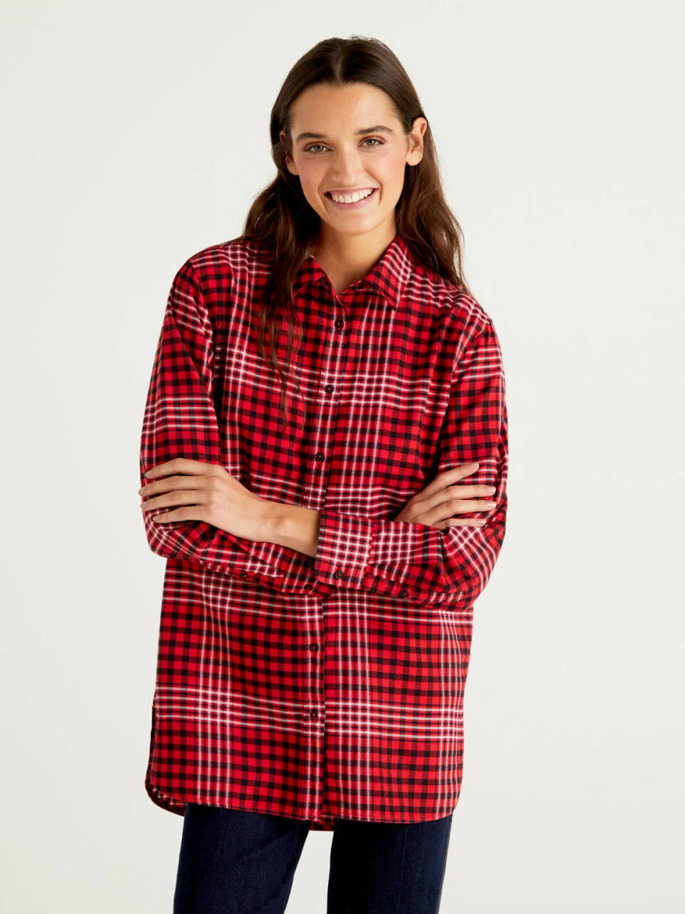 Camisa larga de cuadros